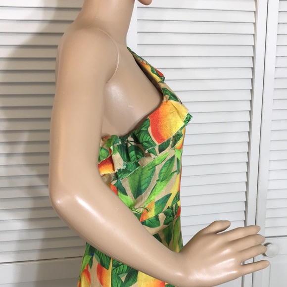 NWT Farm Rio Orange Sands One Shoulder Linen Dress Medium - Picture 9 of 16